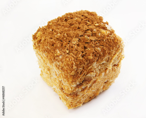 Photo: Square cake covered with chocolate chips Square cake covered with chocolate chips