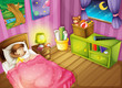 Vector: a girl and a bedroom a girl and a bedroom