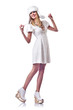 Attractive woman in skate shoes