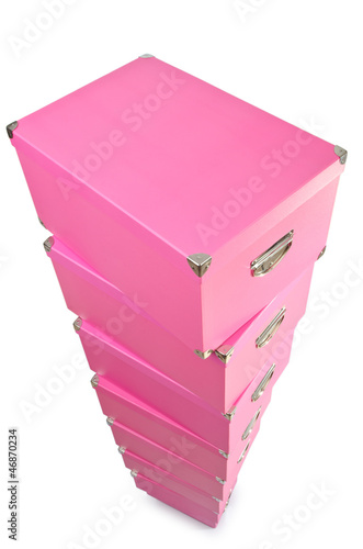 Photo: Pink giftboxes isolated on white Pink giftboxes isolated on white