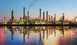Photo: Oil gas refinery with reflection, factory, petrochemical plant Oil gas refinery with reflection, factory, petrochemical plant