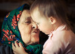 Very old grandmother with granddaughter