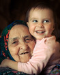 Very old grandmother with granddaughter