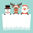 Snowman, Rudolph & Santa Label Dots Retro