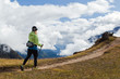 Woman hiker walking in Himalaya Mountains, Nepal
