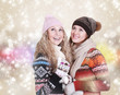 Happy girfriends winter portrait