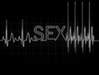 cardiogram  sign sex with glowing letters
