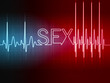 cardiogram  sign sex with glowing letters