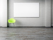 Leere Leinwand stuhl gestrichene Ziegelwand 3D