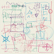 abstract pencil scribbles on squared paper