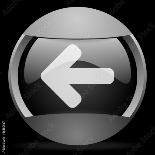 Illustration: arrow left round gray web icon on black background arrow left round gray web icon on black background