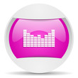 sound round violet web icon on white background