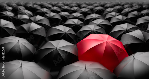 Photo: Regenschirme rot-schwarz Regenschirme rot-schwarz