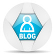 blog round blue web icon on white background