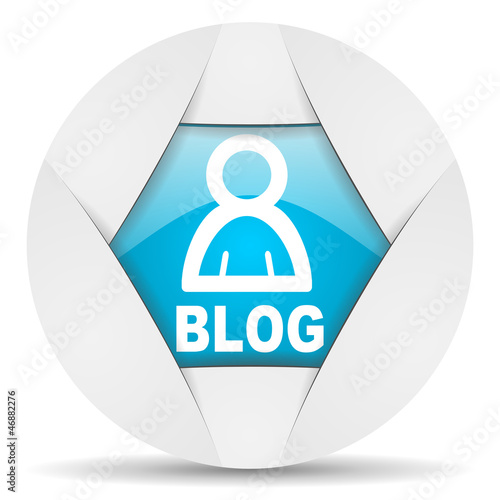 Illustration: blog round blue web icon on white background blog round blue web icon on white background
