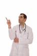 Doctor points his finger upward