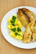Fried fish with boiled potatoes