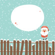 Santa On Fence Christmas Speech Bubble Retro