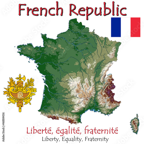 Vector: France Europe national emblem map symbol motto France Europe national emblem map symbol motto