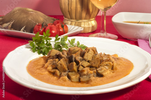 Photo: Zone Diet-seitan with oyster mushrooms and chickpeas mus Zone Diet-seitan with oyster mushrooms and chickpeas mus