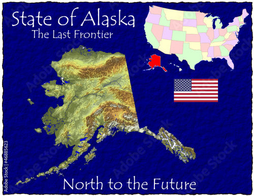 Vector: Alaska USA State map location nickname motto Alaska USA State map location nickname motto