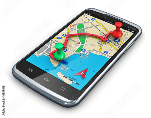 Illustration: GPS navigation in smartphone GPS navigation in smartphone