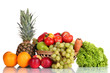 Composition with vegetables and fruits in wicker basket