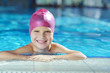 happy child on swimming pool