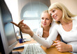Portrait  two working  businesswomans