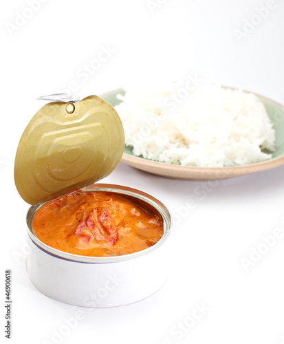 Photo: Red curry in can with rice Red curry in can with rice