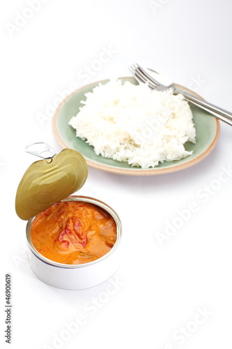 Photo: Red curry in can with rice Red curry in can with rice