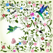 Floral background with bird