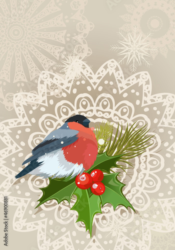 Vector: bullfinch Christmas card bullfinch Christmas card