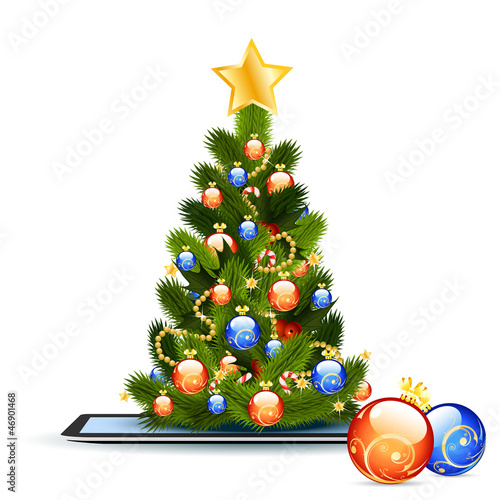 Vector: Christmas Tree on Tablet PC Christmas Tree on Tablet PC