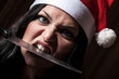 Bad Woman with Santa Hat and Knife