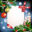 Vector: Christmas fir tree with banner , ribbon and candles Christmas fir tree with banner , ribbon and candles