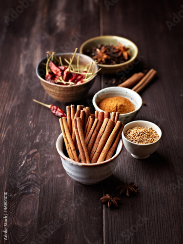Photo: Assorted spices in small containers Assorted spices in small containers