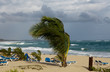 Rainy season in the tropical region. Ocean shore in waiting of t