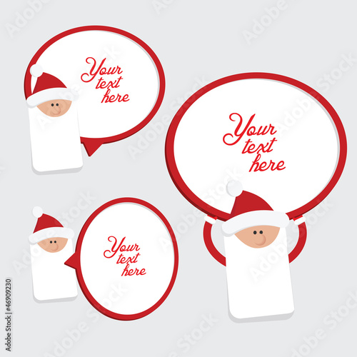 Vector: Set of 3 red and white christmas labels with Santa Claus Set of 3 red and white christmas labels with Santa Claus