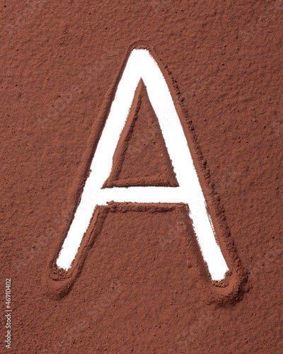 Photo: Letter A made of cocoa powder Letter A made of cocoa powder