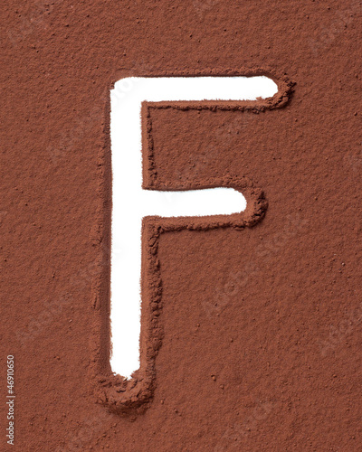 Photo: Letter F made of cocoa powder Letter F made of cocoa powder
