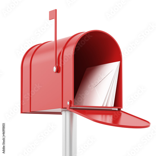 Illustration: Red red mailbox with mails Red red mailbox with mails