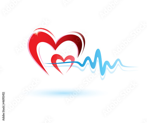 Vector: heart with ecg icon, medicine concept heart with ecg icon, medicine concept