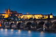 Charles Bridge and Prague Castle in nigth view