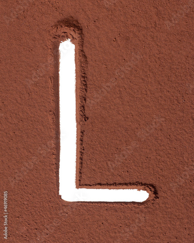 Photo: Letter L made of cocoa powder Letter L made of cocoa powder