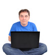 Internet Computer Man Sitting on White