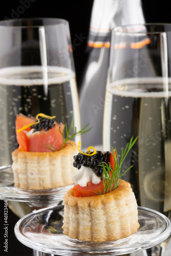 Photo: Black Caviar Canape and Champagne Black Caviar Canape and Champagne