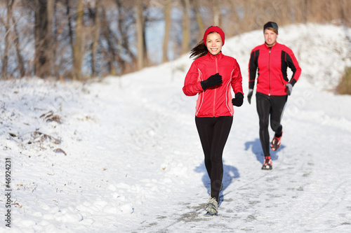 Photo: Winter running exercise couple Winter running exercise couple