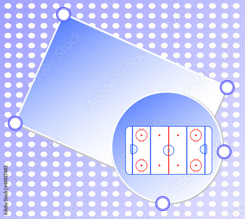 Illustration: ice hockey field on blue greetings card - sports background ice hockey field on blue greetings card - sports background