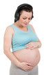 Pregnant belly with headphones